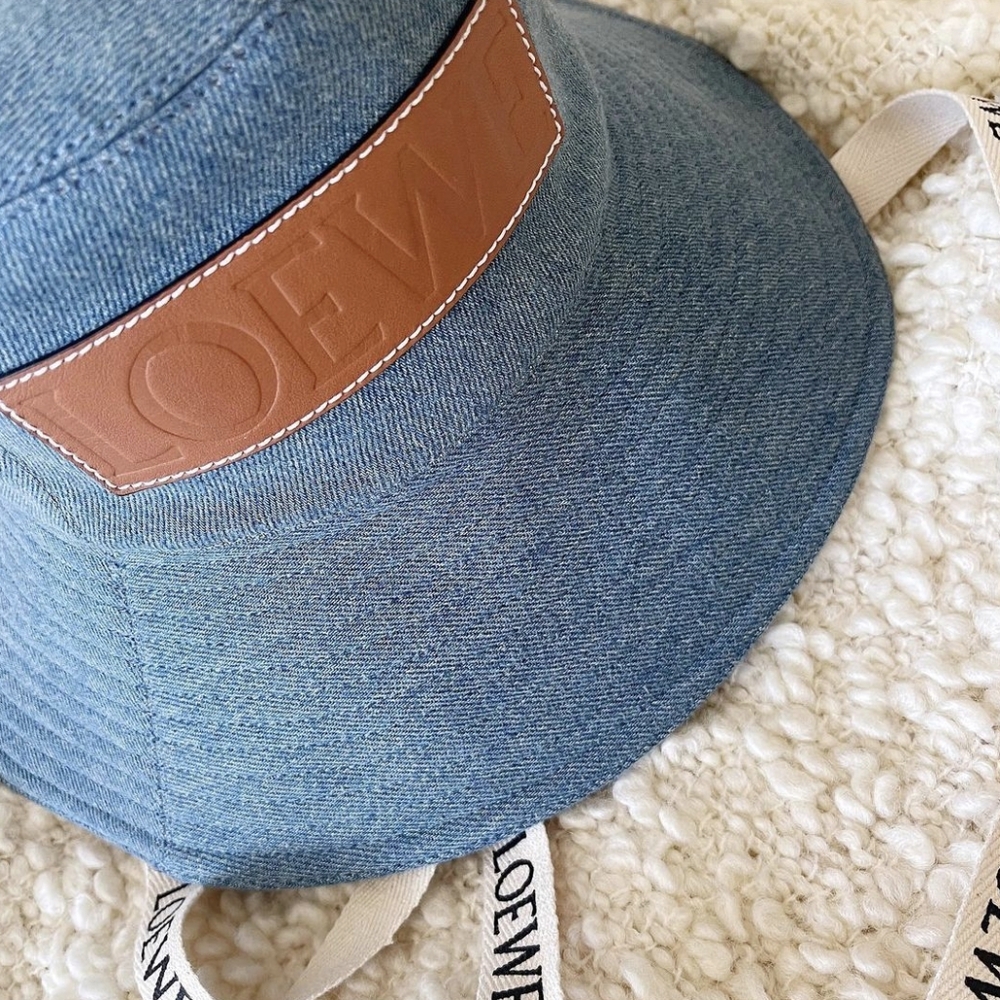 💯 LOEWE Paula's Ibiza Bucket Hat in Blue Sz 57